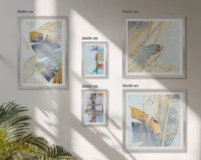 Modernes Wandbilder-Set mit Pflanzenmotiven