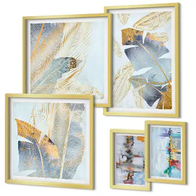 Modernes Wandbilder-Set mit Pflanzenmotiven