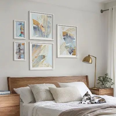 Modernes Wandbilder-Set mit Pflanzenmotiven