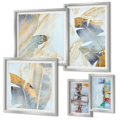 Modernes Wandbilder-Set mit Pflanzenmotiven
