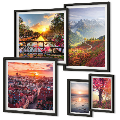 Bildergalerie-set für die wand Berglandschaft mit Blick auf die städtische Natur