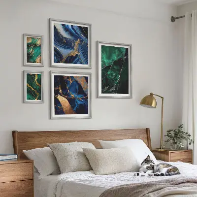 Bilderset fürs Sofa elegante Abstraktionen in Grün