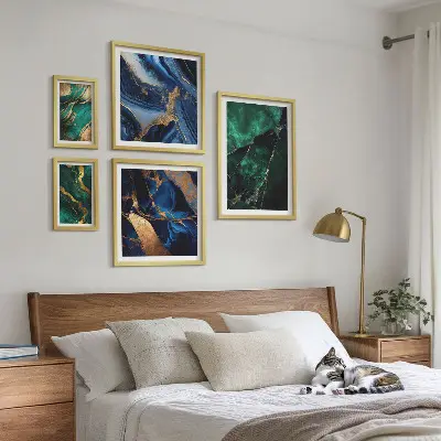 Bilderset fürs Sofa elegante Abstraktionen in Grün