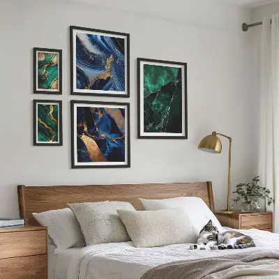 Bilderset fürs Sofa elegante Abstraktionen in Grün