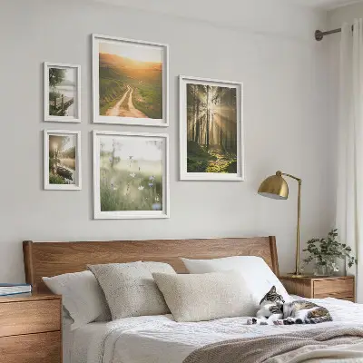 Bilderset für das Sofa mit Waldlandschaften, Sonne und Wasser