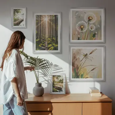 Bildergalerie-Set für die Wand mit Motiven von Waldlandschaften und Natur für eine ruhige Atmosphäre