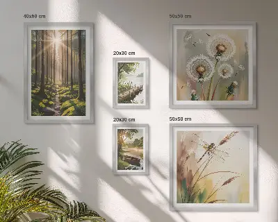 Bildergalerie-Set für die Wand mit Motiven von Waldlandschaften und Natur für eine ruhige Atmosphäre