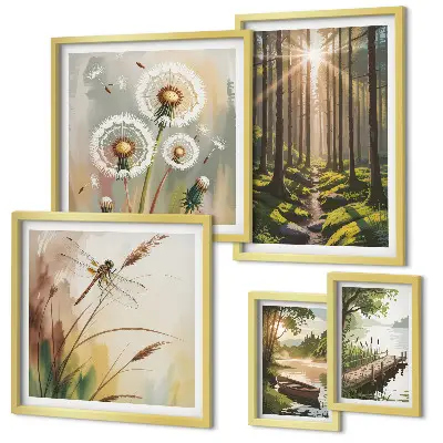 Bildergalerie-Set für die Wand mit Motiven von Waldlandschaften und Natur für eine ruhige Atmosphäre