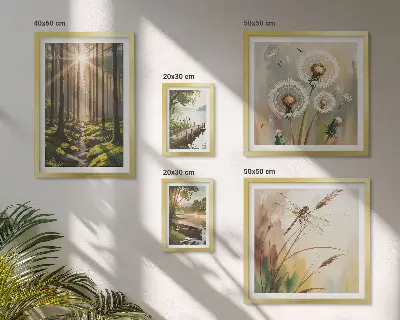 Bildergalerie-Set für die Wand mit Motiven von Waldlandschaften und Natur für eine ruhige Atmosphäre