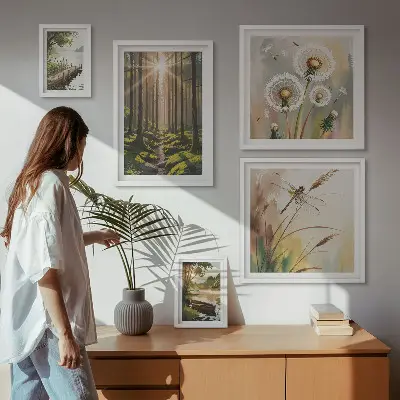Bildergalerie-Set für die Wand mit Motiven von Waldlandschaften und Natur für eine ruhige Atmosphäre