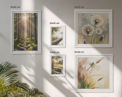 Bildergalerie-Set für die Wand mit Motiven von Waldlandschaften und Natur für eine ruhige Atmosphäre