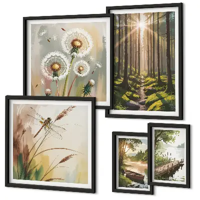 Bildergalerie-Set für die Wand mit Motiven von Waldlandschaften und Natur für eine ruhige Atmosphäre