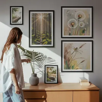 Bildergalerie-Set für die Wand mit Motiven von Waldlandschaften und Natur für eine ruhige Atmosphäre