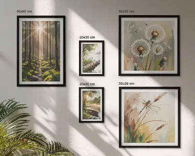 Bildergalerie-Set für die Wand mit Motiven von Waldlandschaften und Natur für eine ruhige Atmosphäre