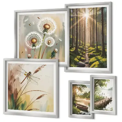 Bildergalerie-Set für die Wand mit Motiven von Waldlandschaften und Natur für eine ruhige Atmosphäre