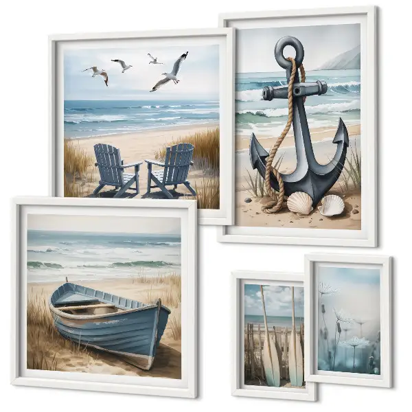 Modernes Wandbilder-Set mit maritimen Inspirationen für den Küstenstil