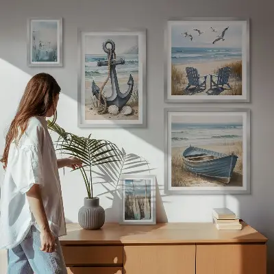 Modernes Wandbilder-Set mit maritimen Inspirationen für den Küstenstil