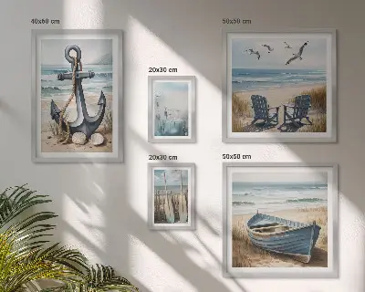 Modernes Wandbilder-Set mit maritimen Inspirationen für den Küstenstil