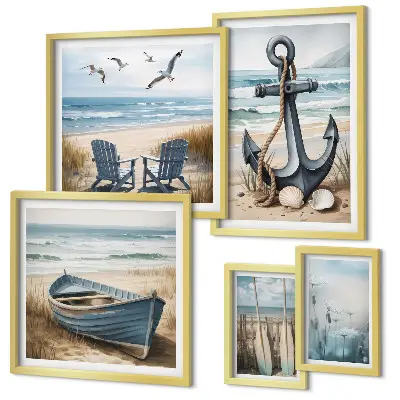 Modernes Wandbilder-Set mit maritimen Inspirationen für den Küstenstil