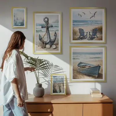 Modernes Wandbilder-Set mit maritimen Inspirationen für den Küstenstil