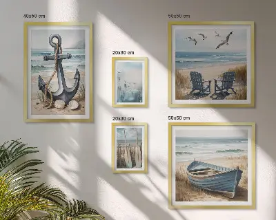 Modernes Wandbilder-Set mit maritimen Inspirationen für den Küstenstil