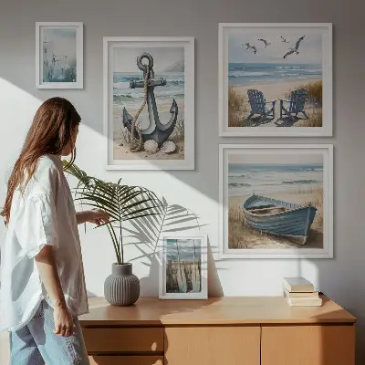 Modernes Wandbilder-Set mit maritimen Inspirationen für den Küstenstil
