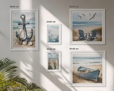 Modernes Wandbilder-Set mit maritimen Inspirationen für den Küstenstil