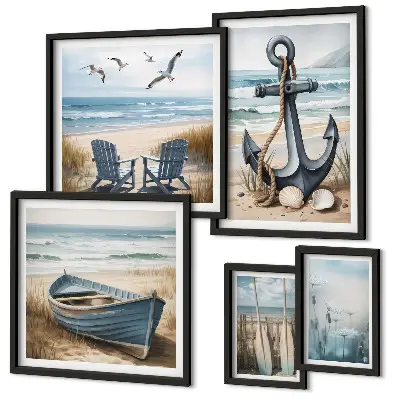 Modernes Wandbilder-Set mit maritimen Inspirationen für den Küstenstil