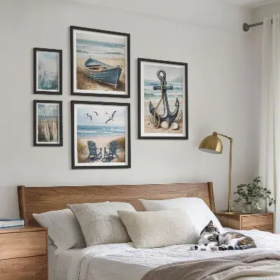 Modernes Wandbilder-Set mit maritimen Inspirationen für den Küstenstil