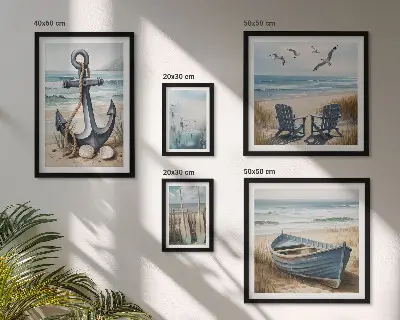 Modernes Wandbilder-Set mit maritimen Inspirationen für den Küstenstil