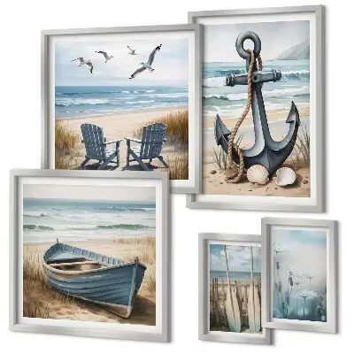 Modernes Wandbilder-Set mit maritimen Inspirationen für den Küstenstil