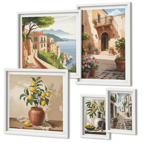 Bildergalerie-set für die wand Straßenblumen im mediterranen Stil
