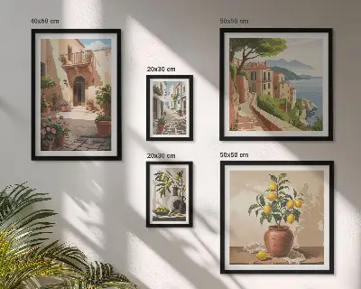 Bildergalerie-Set für die Wand im mediterranen Stil mit Straßenblumen