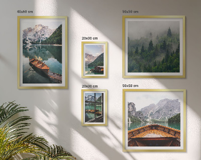 Modernes wandbilder-set Boote auf ruhigen Bergseen