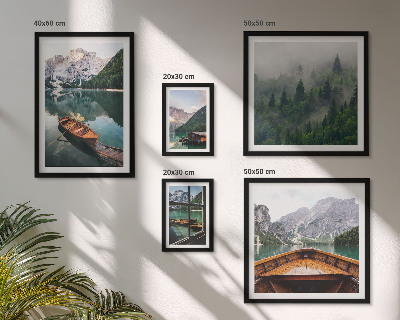 Modernes wandbilder-set Boote auf ruhigen Bergseen