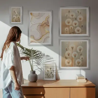 Bilderset fürs Sofa mit floralen Motiven von zarter Natur