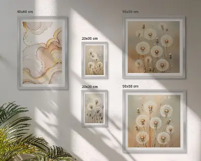 Bilderset fürs Sofa mit floralen Motiven von zarter Natur