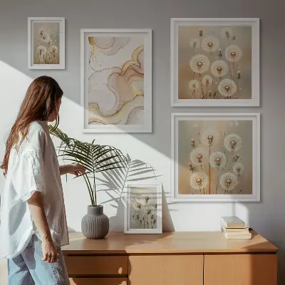 Bilderset fürs Sofa mit floralen Motiven von zarter Natur