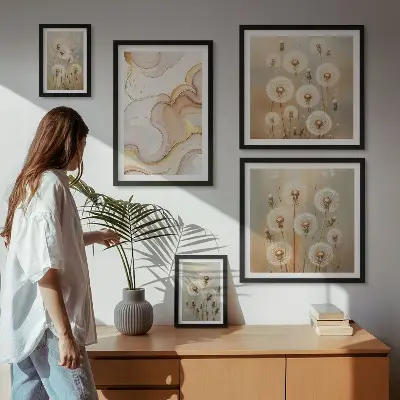 Bilderset fürs Sofa mit floralen Motiven von zarter Natur