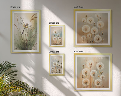 Bildergalerie-set für die wand Blumenmotive von Libellen und Löwenzahn