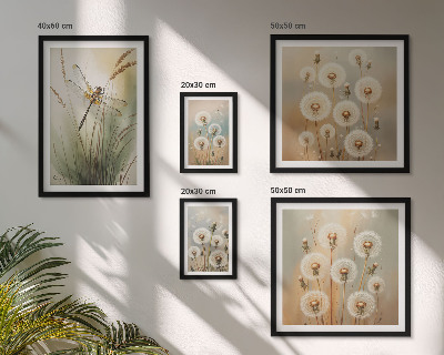 Bildergalerie-set für die wand Blumenmotive von Libellen und Löwenzahn