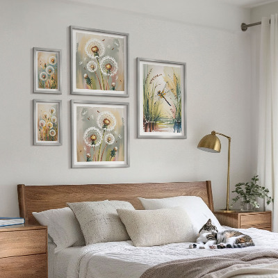 Modernes wandbilder-set Libellen mit Blumenmotiven im Naturstil