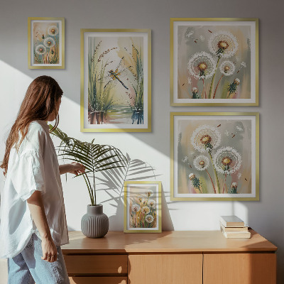 Modernes wandbilder-set Libellen mit Blumenmotiven im Naturstil