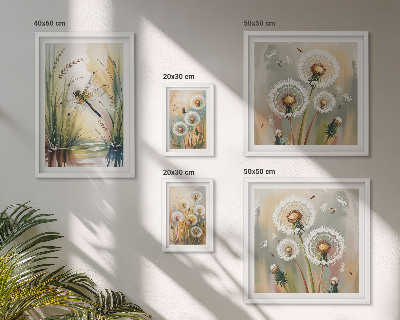 Modernes wandbilder-set Libellen mit Blumenmotiven im Naturstil