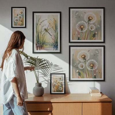 Modernes wandbilder-set Libellen mit Blumenmotiven im Naturstil