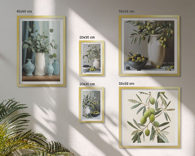 Bildergalerie-set für die wand Grüne Olivenblüten im skandinavischen Stil