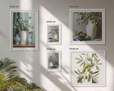 Bildergalerie-set für die wand Grüne Olivenblüten im skandinavischen Stil
