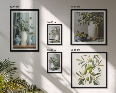Bildergalerie-set für die wand Grüne Olivenblüten im skandinavischen Stil