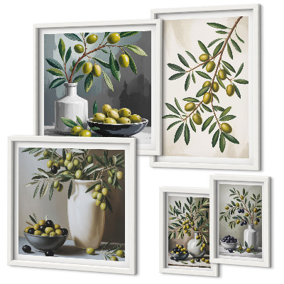 Modernes wandbilder-set Olivfarbene Akzente in einem rustikalen Interieur