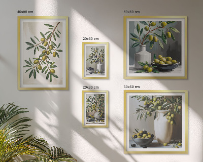 Modernes wandbilder-set Olivfarbene Akzente in einem rustikalen Interieur